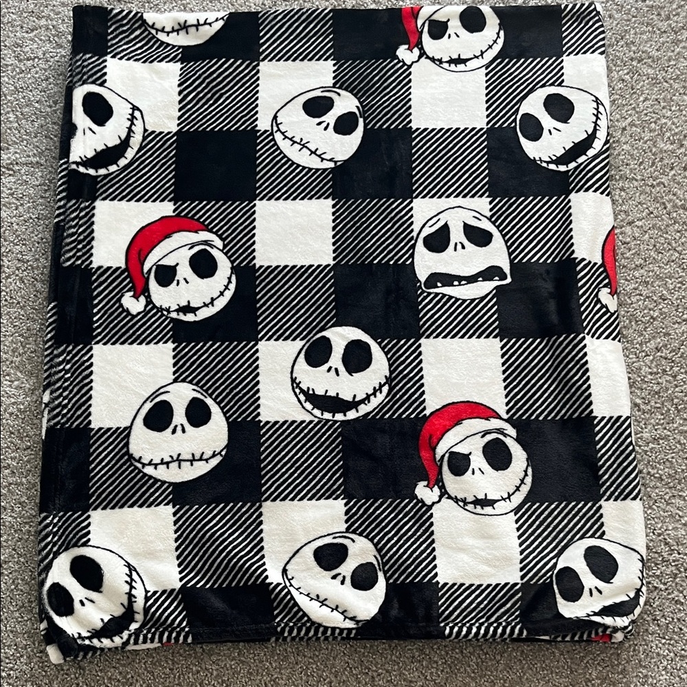 Jack Skellington Black and White Checkered Blanket